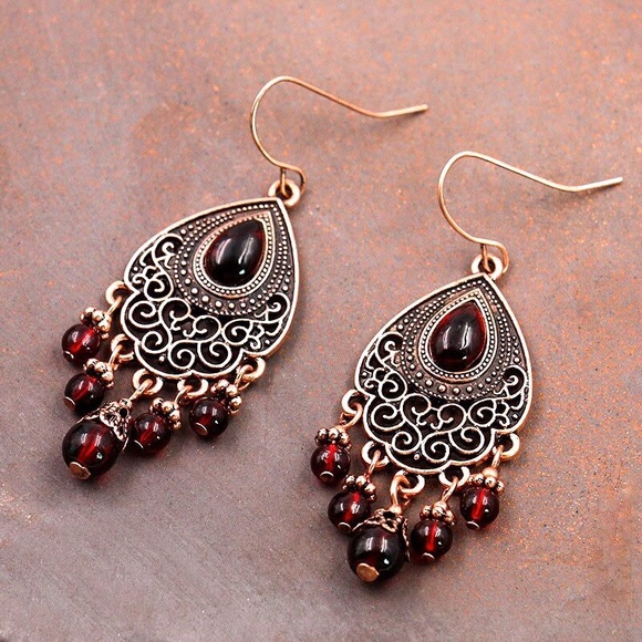 Any 4/$25! Copper Red Beaded Boho Earrings - Picture 6 of 10